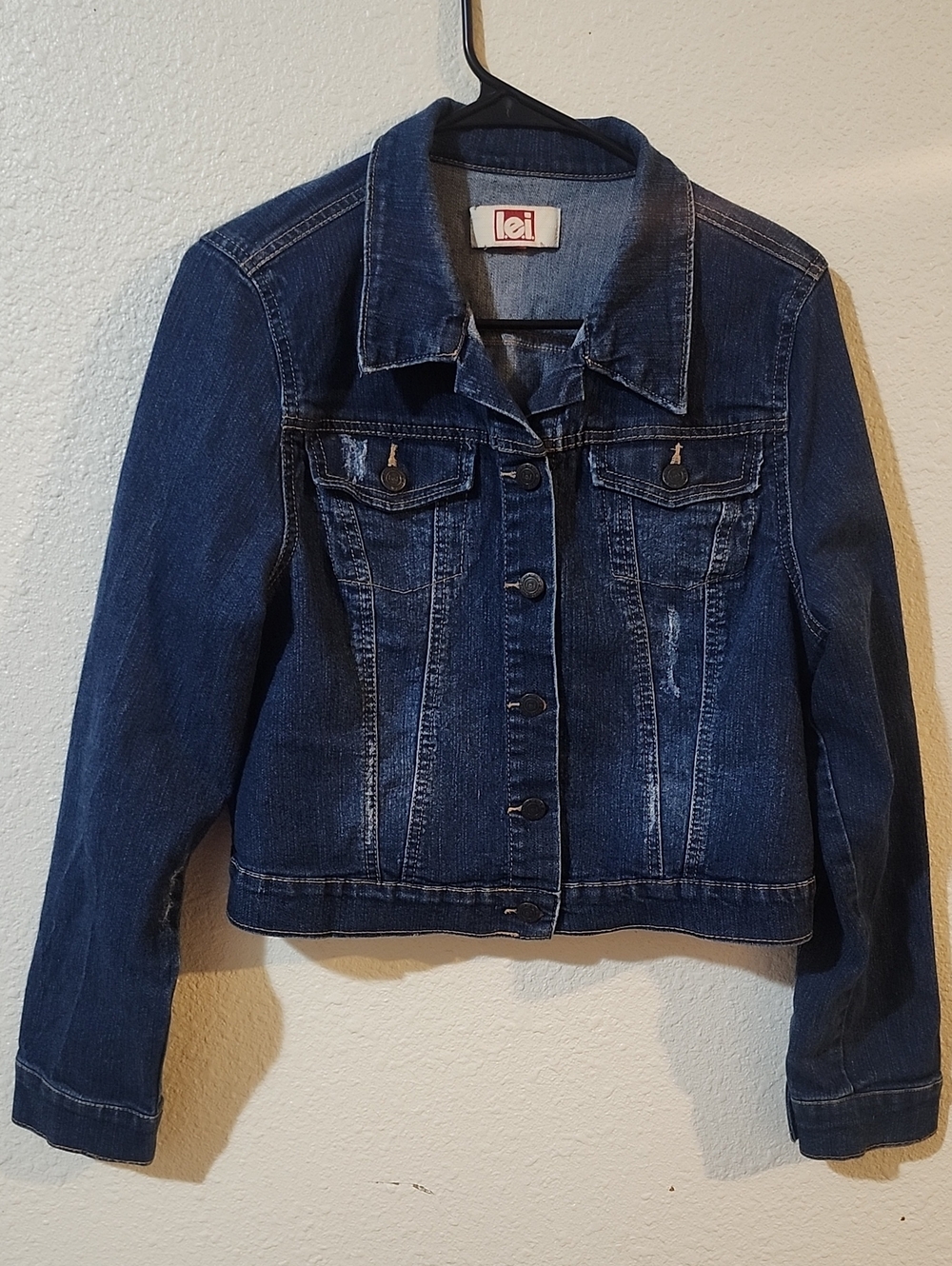 lei Dark Blue Women's Denim Jacket with Button Front